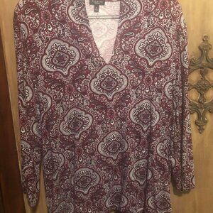 Talbots Paisley Top Blouse v-neck Tunic XL